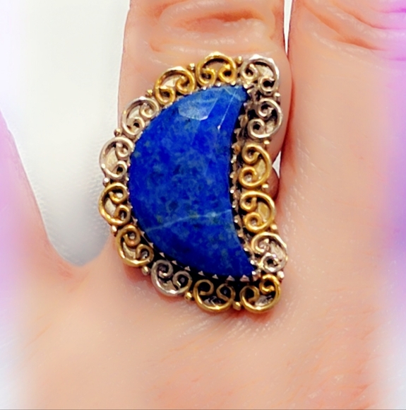 Faceted Lapis Solid Sterling Silver Gemstone Ring